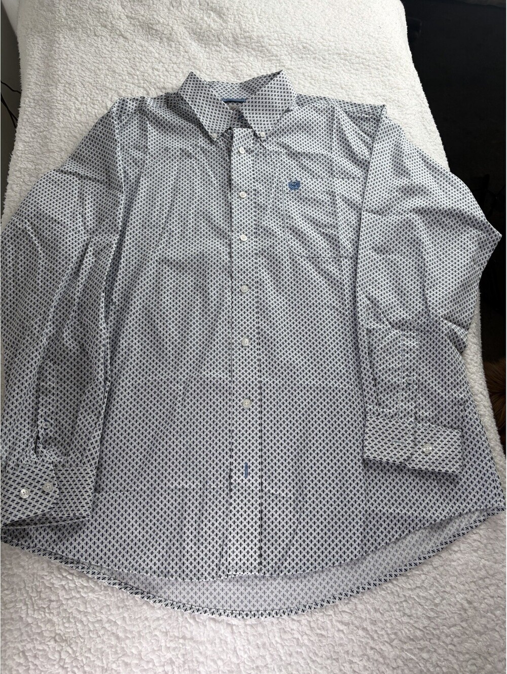 Cinch Shirt Mens Medium Light Blue Geometric Long Sleeve Button Down Western Top